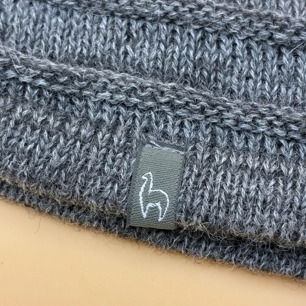 Shupaca Womens Mens Beanie OS Baby Alpaca Grey Knit Slouchy Warm Winter Hat